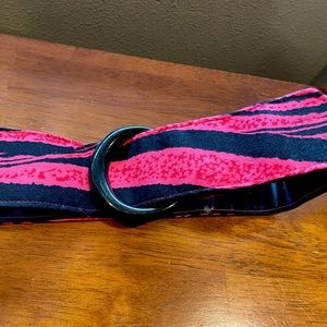 Vintage Small Pink, Red & Black Abstract Fabric Belt